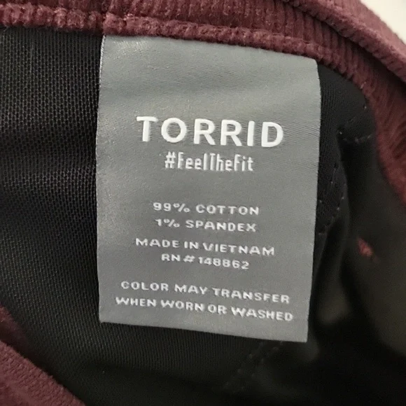 Torrid 20S Corduroy Pants in Deep Burgundy - Picture 5 of 10